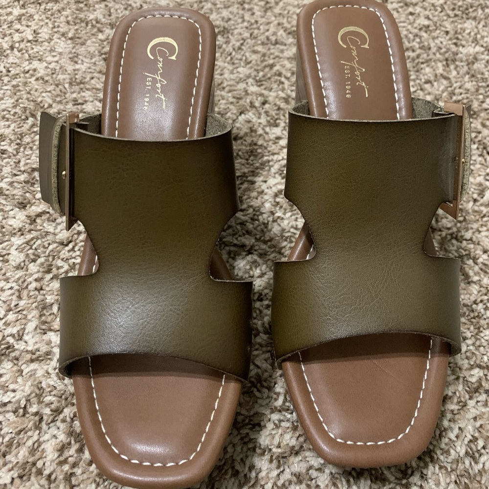 Platform Block Heel Slide